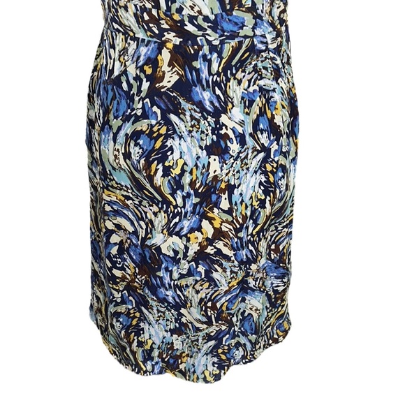 Anthropologie Moulinette Soeurs Silk Oak Apple Blue Faux Wrap Midi Dress - 12 - Picture 9 of 14